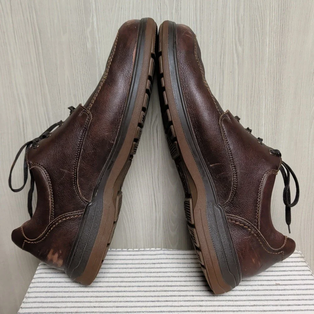 Mephisto Douk Hydro Protect Oxfords US Mens 11.5 Brown‎ Leather Moc Toe Air-Jet
